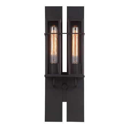 Eurofase Muller Transitional Incandescent Wall Sconce, 2-Light, Clear/Bronze 28054-016